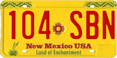 NM license plate 104SBN