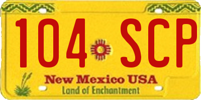 NM license plate 104SCP