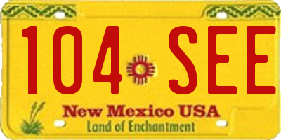 NM license plate 104SEE