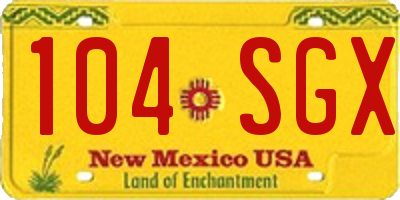 NM license plate 104SGX
