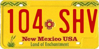 NM license plate 104SHV