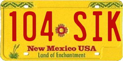NM license plate 104SIK