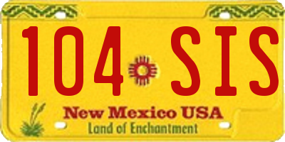 NM license plate 104SIS