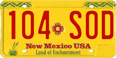 NM license plate 104SOD