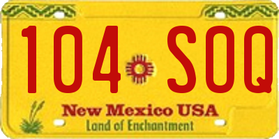 NM license plate 104SOQ