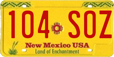 NM license plate 104SOZ
