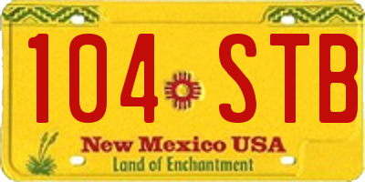 NM license plate 104STB