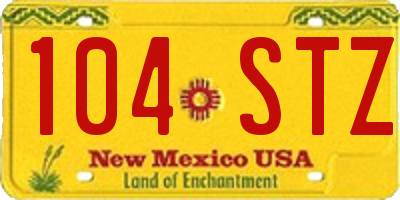 NM license plate 104STZ