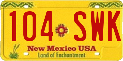 NM license plate 104SWK