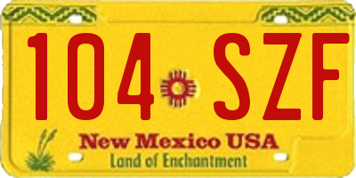 NM license plate 104SZF
