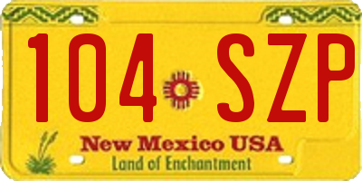 NM license plate 104SZP