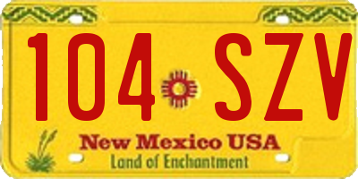 NM license plate 104SZV