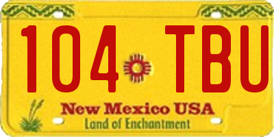 NM license plate 104TBU