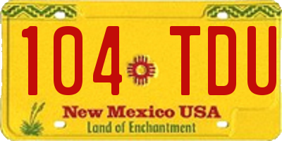 NM license plate 104TDU