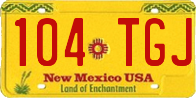 NM license plate 104TGJ