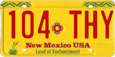 NM license plate 104THY