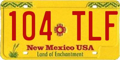 NM license plate 104TLF