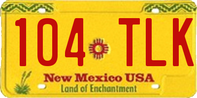 NM license plate 104TLK