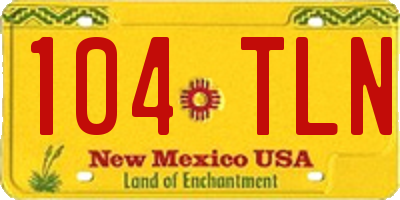 NM license plate 104TLN