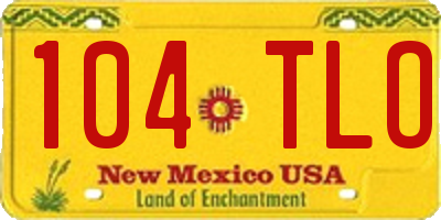 NM license plate 104TLO