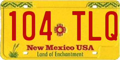 NM license plate 104TLQ
