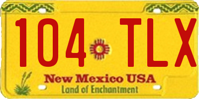 NM license plate 104TLX