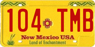 NM license plate 104TMB