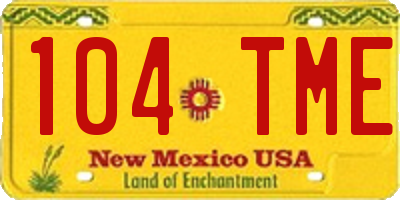 NM license plate 104TME