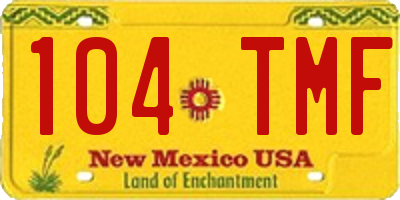 NM license plate 104TMF