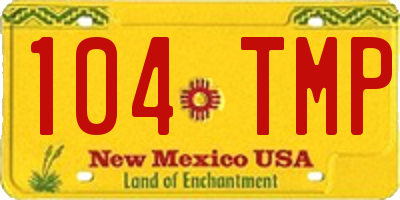 NM license plate 104TMP