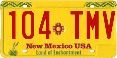 NM license plate 104TMV