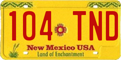 NM license plate 104TND