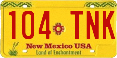 NM license plate 104TNK