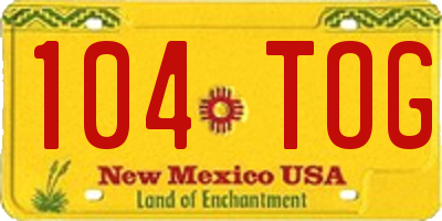 NM license plate 104TOG