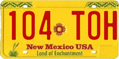 NM license plate 104TOH