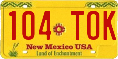 NM license plate 104TOK