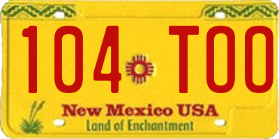 NM license plate 104TOO