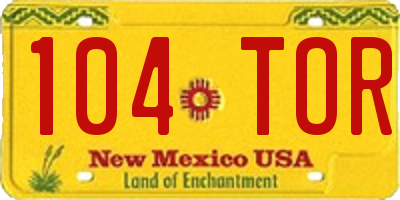 NM license plate 104TOR