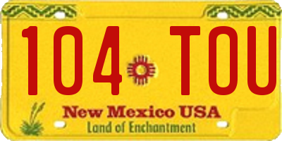 NM license plate 104TOU