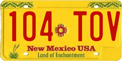 NM license plate 104TOV