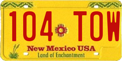 NM license plate 104TOW