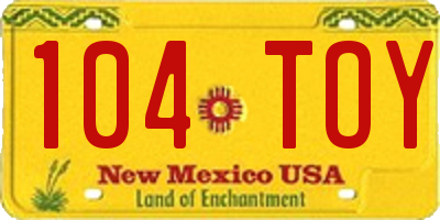 NM license plate 104TOY