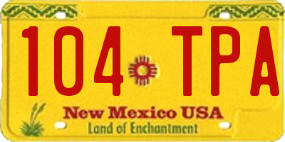 NM license plate 104TPA