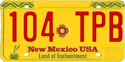 NM license plate 104TPB