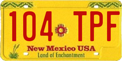 NM license plate 104TPF