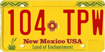 NM license plate 104TPW