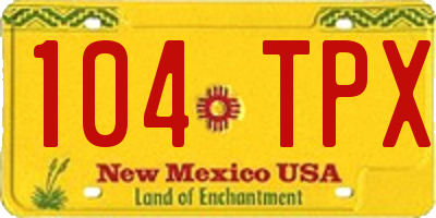 NM license plate 104TPX