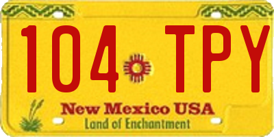 NM license plate 104TPY