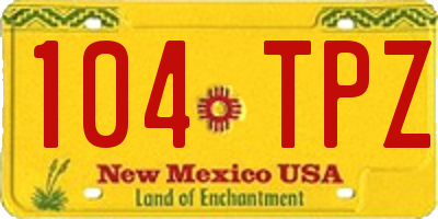 NM license plate 104TPZ