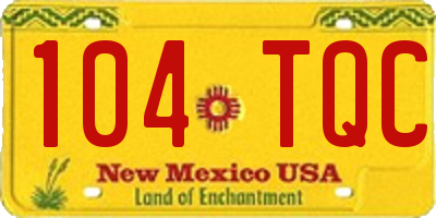NM license plate 104TQC